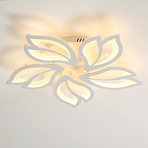 Seamoon Moderne LED Deckenleuchte, 65W 6500LM Magnolia Petal Acryl Deckenlampe, 5 Köpfe 3000K weiße Deckenleuchten, für Wohnzimmer, Schlafzimmer, Küche, Esszimmer von Seamoon