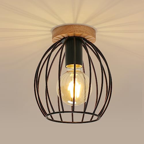 Seamoon Retro Industrieller Deckenleuchte, Retro schwarz Deckenlampe aus Schmiedeeisen, E27 Lampenfassung, Deckenleuchten für Wohnzimmer, Schlafzimmer und Arbeitszimmer, ohne Lichtquelle von Seamoon