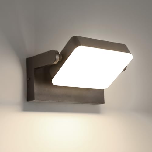 Seamoon Wandleuchte Aussen, 20W Wandlampe Aussen mit Schwenkbar LED Panel 2250LM, Wandbeleuchtung Moderne IP65 Wasserdichte Aluminium für Terrasse Wohnzimmer Flur(Schwarz, 4500K Naturweiß) von Seamoon