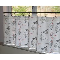 Scarlet Toile Bird Cafe Vorhänge Rot & Grau Küchenstufen von SeamsOriginal