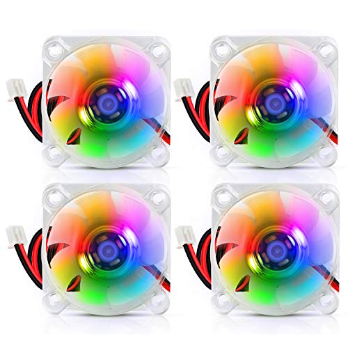 40mm Lüfter 24V Hydrauliklager DC bürstenloser Lüfter RGB LED 4010 40 x 40 x 10mm 0,05A für 3D-Drucker, PC, Gehäuse, CPU (4 Stück) von Seamuing