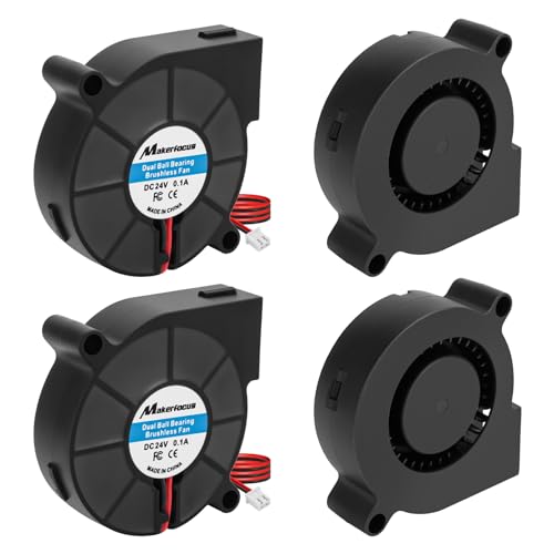 Seamuing 4 Stück 5015 Lüfter 24V 3D Drucker Lüfter Turbine Turbo Gebläse Doppelte Kugellager Bürstenlos Leise 50x50x15 Lüfter für 3D-Drucker und andere Kleingeräte Serie Reparatur-Ersatz von Seamuing