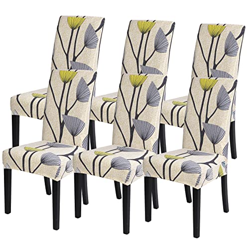 SearchI 4/6 PCS Stretch Stuhlbezug Schonbezüge Waschbar Sitzabdeckung Moderne Stuhlhussen Dekoration Abnehmbar Chair Cover für Esszimmer Hotel Restaurant (Löwenzahn, 6PCS) von SearchI