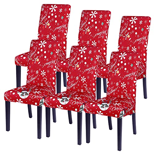 SearchI 4/6 PCS Weihnachtlich Stuhlhussen Stretch Weihnachten Stuhlbezug Universal Festlich Chair Cover Moderne Xmas Stulabdeckung Esszimmer Partys Bankett Beschütze (Weihnachtsschneeflocke, 6PCS) von SearchI