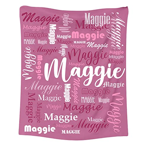 SearchI Personalisierte Decke,Individuelle Warme Kuscheldecke mit Namen,Weihnachten Geburtstag Personalisierte Geschenke für Mama, Papa, Kind, Hunde, Freunde oder Liebhaber(Rosarot,90x120cm) von SearchI