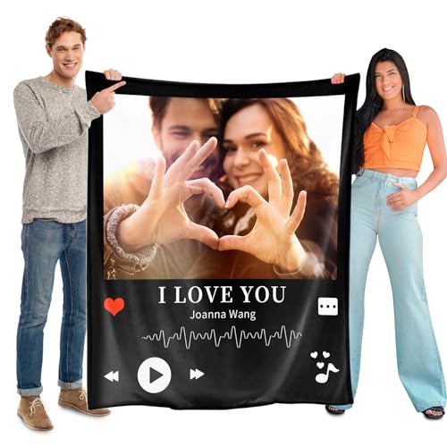 SearchI Personalisierte Geschenke Geburtstage Weihnachten für Männer und Frauen,Personalisierte Decke mit Foto,Weiche Fleece Fotodecke mit Eigenem Foto Name 127x178cm von SearchI