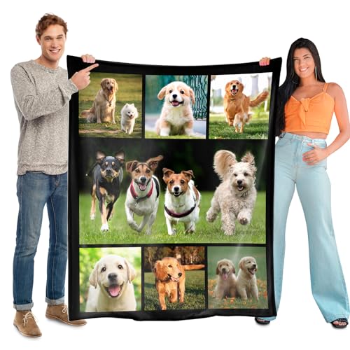 SearchI Personalisierte Geschenke Geburtstage Weihnachten für Männer und Frauen,Personalisierte Decke mit Foto,Weiche Fleece Fotodecke mit Eigenem Foto Name 152x203cm von SearchI
