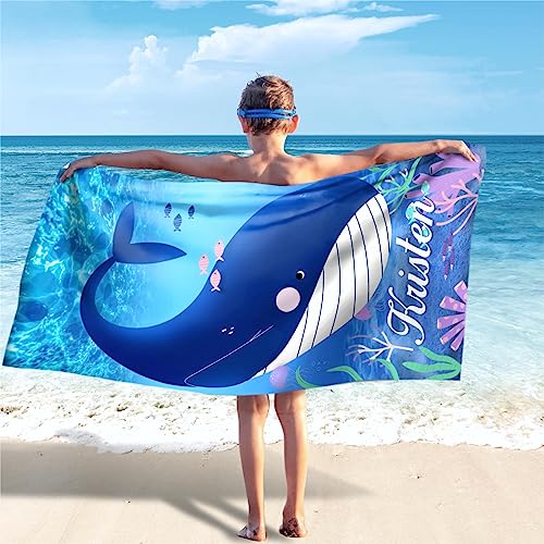 SearchI Personalisiertes Strandtuch, Strandtuch, sandfreie Mikrofaser-Handtücher, individuelle Geschenke mit Namen für Reisen, Strand, Pool, Bad, schnell trocknendes Handtuch, Decke für Kinder und von SearchI