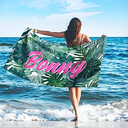 SearchI Personalisiertes Strandtuch mit Individuellem Namen 76X152cm,Schnell Trocknendes Mikrofaser Strandtuch Bequem und Weich Badehandtuch für Strand, Reise, Sauna,Camping,Schwimmen(Bananenblatt) von SearchI