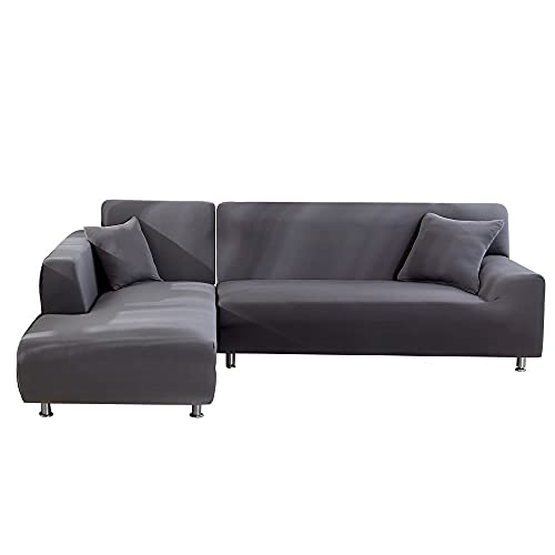 SearchI Sofa Überzug Waschbar Stoff Stretch Sofabezüge Ecksofabezug Sofabezug Sofaüberwürfe Couch Bezug Eckcouch für L-Form Sofa Abdeckung(Grau,1 Sitzer+4 Sitzer) von SearchI