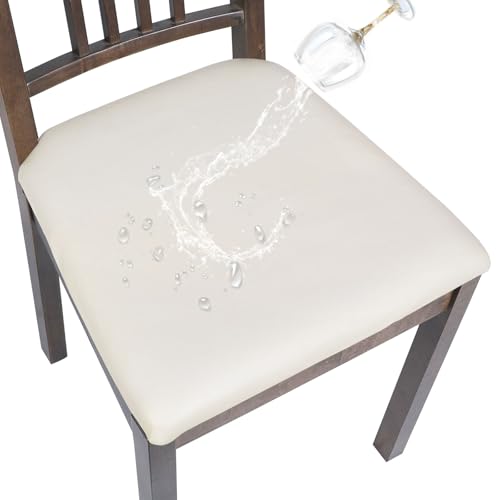 SearchI Wasserdicht PU Leder Sitzbezüge 4/6er Set Stuhlbezug Sitzfläche Kunstleder Wasserdicht Esszimmerstühle Einfach Abnehmen Küchenstuhlsitze von SearchI