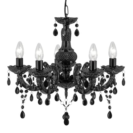 B-Ware Searchlight Kronleuchter Marie Therese Deckenlampe Deckenlicht Schwarz 5 Flammig B-Ware Searchlight Kronleuchter Marie Therese Deckenlampe Deckenlicht Schwarz 5 Flammig von Searchlight