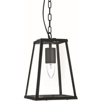 Eckige Pendelleuchte mit Glasschirm rustikal Schwarz von Searchlight