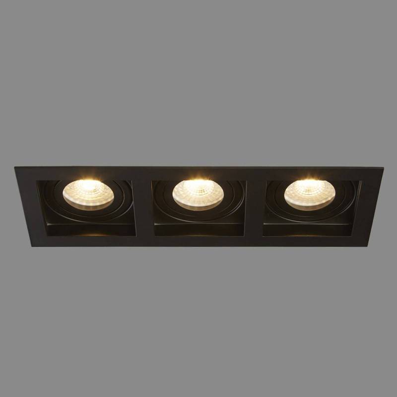 Einbauleuchte Grid Three, 3-flg, schwarz, 27x10cm, Alu, GU10 von Searchlight