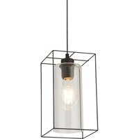 Hängeleuchte Metall Glas eckig B: 15 cm Schwarz Klar E27 von Searchlight