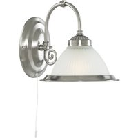Jugendstil Wandleuchte E27 mit Glasschirm Silbern von Searchlight