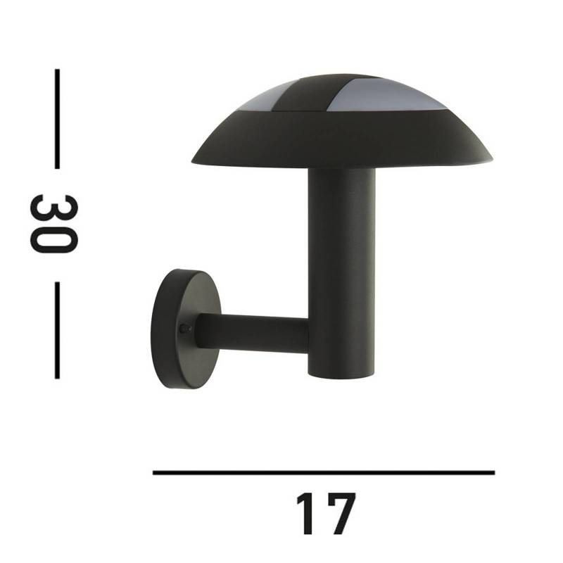 LED-Außenwandleuchte MUSHROOM, IP44, schwarz, Pilzform von Searchlight