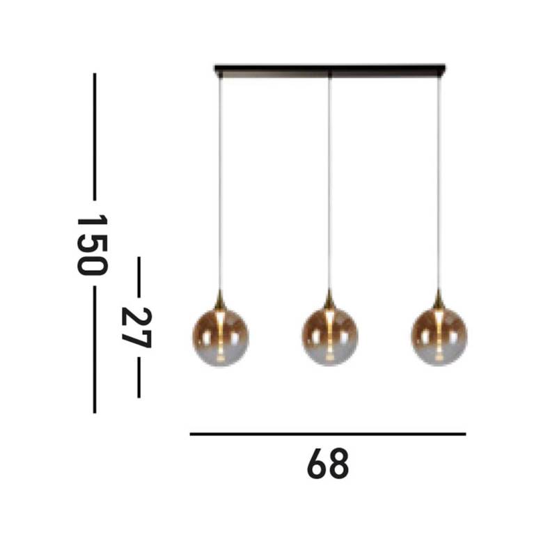 LED-Hängeleuchte Alchemy, 3-fl., schwarz, bernstein, Glas von Searchlight