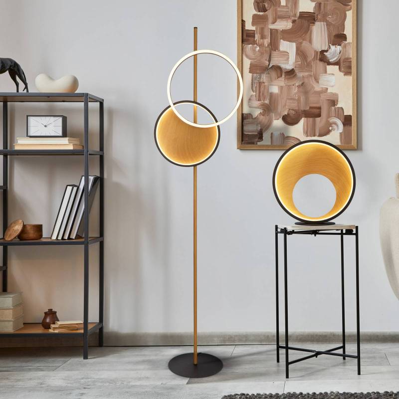 LED-Stehleuchte Curio, Holzoptik von Searchlight