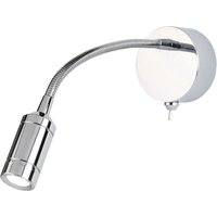 LED Wandspot mit Schalter Flexarm Metall in Chrom 66 lm von Searchlight