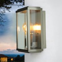 Moderne eckige Außenwandleuchte E27 Silber satiniert von Searchlight