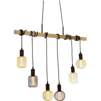 Natürliche Hängelampe Holz E27 100 cm 6-flammig Vintage von Searchlight