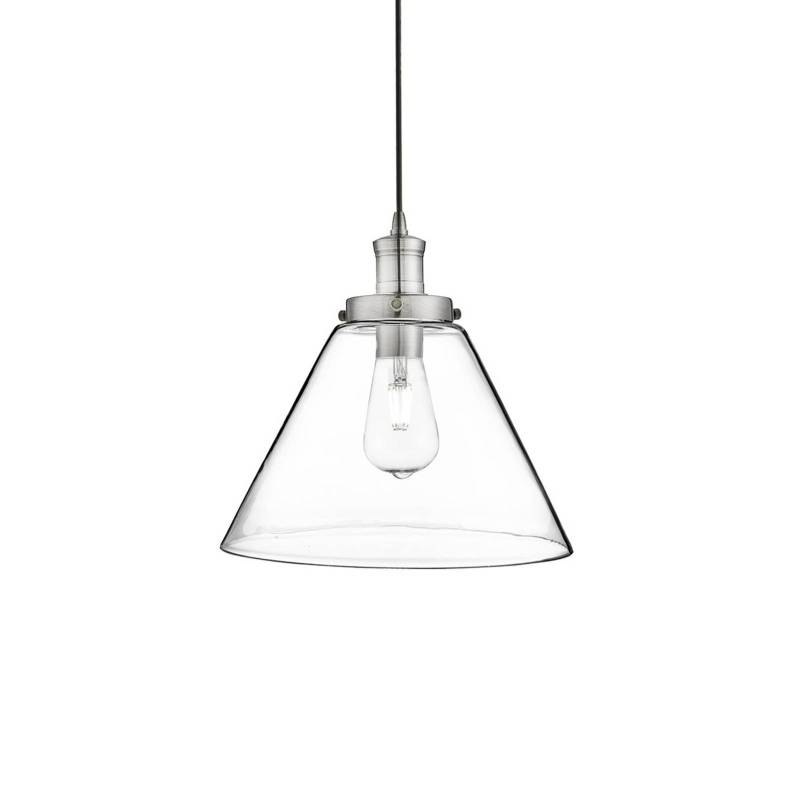 Pendelleuchte Pyramid, silber/klar, Glas, Ø 29 cm, E27 von Searchlight
