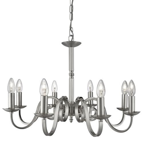 Richmond 8 Lamp Ceiling Light Satin Silver - Searchlight 1508-8SS von Searchlight