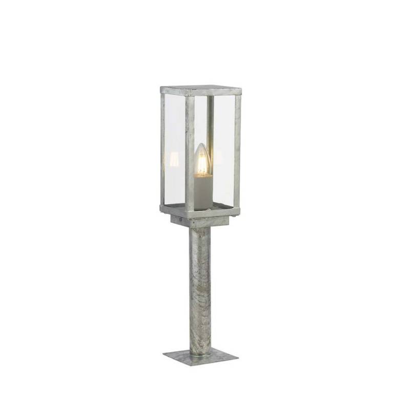 Searchlight Außen-Stehlampe, Außenleuchte Stehlampe Sockelleuchte Glas Baustahl silber verzinkt E27 von Searchlight