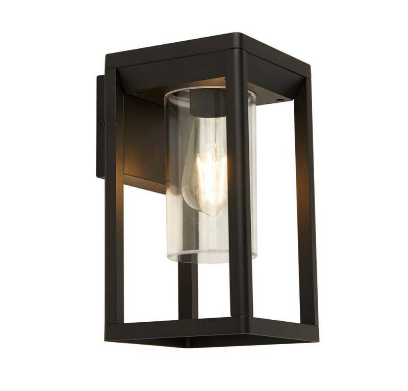 Searchlight Außen-Wandleuchte, Leuchtmittel nicht inklusive, Außenleuchte Wandlampe Hauswandleuchte Alu E27 schwarz matt klar von Searchlight