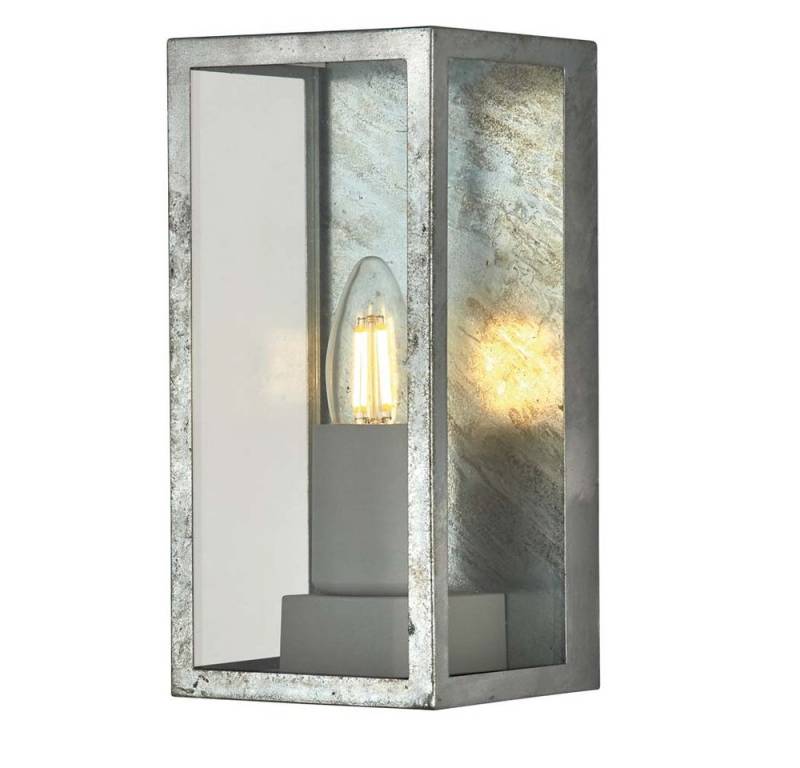 Searchlight Außen-Wandleuchte, Leuchtmittel nicht inklusive, Außenleuchte Wandlampe Terrassenleuchte Baustahl silber verzinkt E27 H von Searchlight