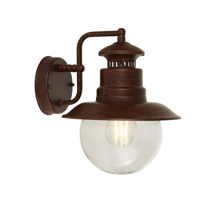 Searchlight Außen-Wandleuchte, Leuchtmittel nicht inklusive, Wandlaterne Wandleuchte Außenlampe Stahl Rostbraun Glas klar E27 von Searchlight