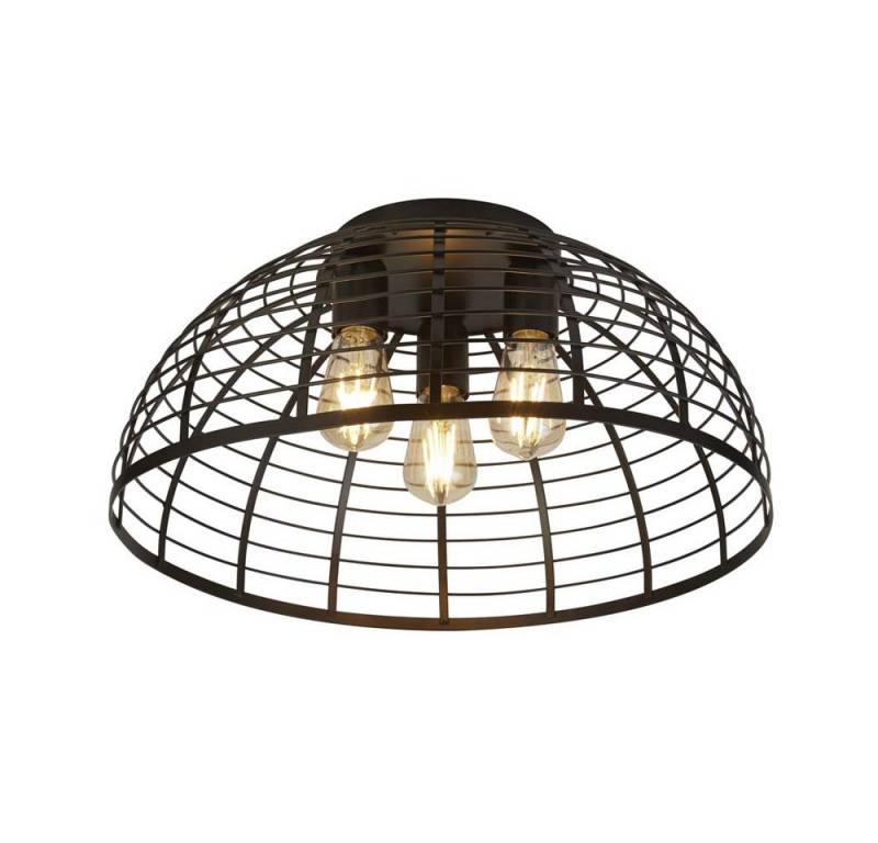 Searchlight Deckenleuchte, LED-Leuchtmittel fest verbaut, Deckenleuchte Wohnzimmerlampe Deckenlampe Gitter Baustahl von Searchlight