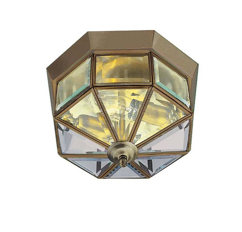 Searchlight Deckenleuchte, Leuchtmittel nicht inklusive, Decken Lampe Messing Leuchte Antik Brass Glas Dimmbar Wohn Schlaf von Searchlight