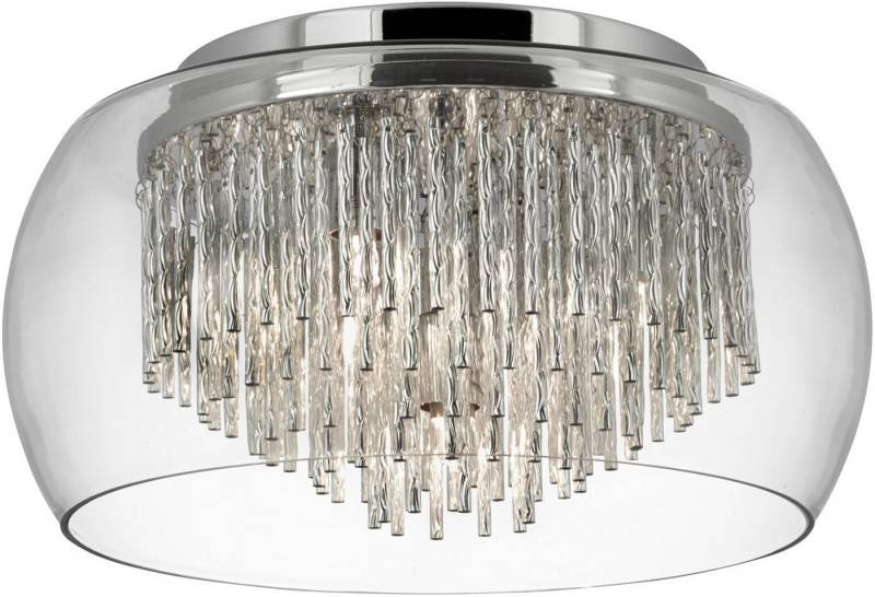Searchlight Deckenleuchte Curva 4Lt Flush - Chrome Metal & Crystal Glass, Leuchtmittel wechselbar von Searchlight