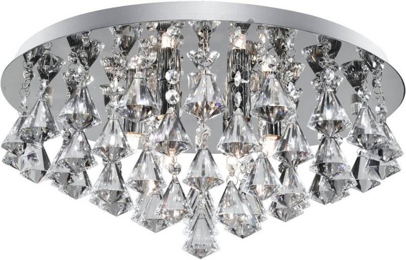 Searchlight Deckenleuchte Hanna 6Lt Flush - Chrome Metal & Clear Crystal, Leuchtmittel wechselbar von Searchlight