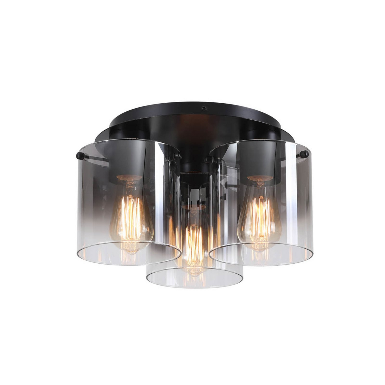 Searchlight Deckenleuchte Lampe Sweden Schwarz Rauchgrau Glas Stahl 3fl E27 B-Ware Searchlight Deckenleuchte Lampe Sweden Schwarz Rauchgrau Glas Stahl 3fl E27 B-Ware von Searchlight