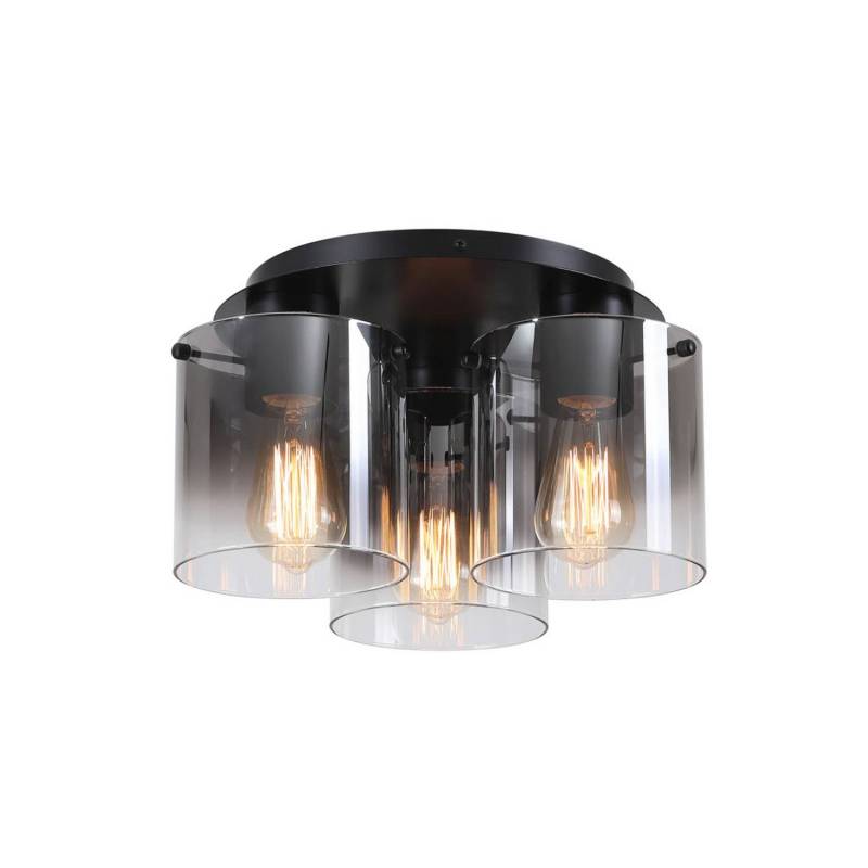 Searchlight Deckenleuchte Lampe Sweden Schwarz Rauchgrau Glas Stahl 3fl E27      B-Ware von Searchlight