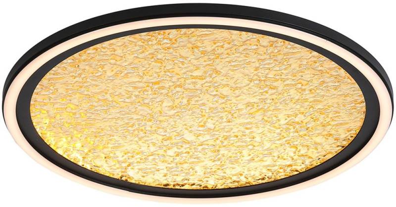 Searchlight Deckenleuchte Luna LED Flush, Sand Black Metal & Gold Plastic Diffuser, LED fest integriert, Warmweiß von Searchlight