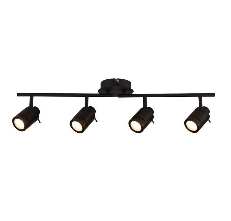 Searchlight Deckenspot, Deckenleuchte Spotleiste Spotlampe 4-Flammig Edelstahl schwarz Spots von Searchlight