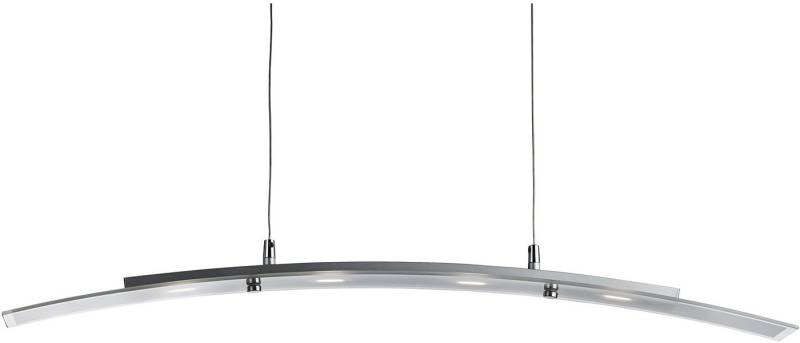 Searchlight Hängeleuchte Curve 4Lt Pendant - Satin Silver Metal & Frosted Glass, LED fest integriert, Warmweiß von Searchlight