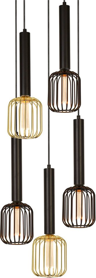 Searchlight Hängeleuchte Dulwich 5Lt Multi-Drop Pendant - Black Metal, Leuchtmittel wechselbar von Searchlight