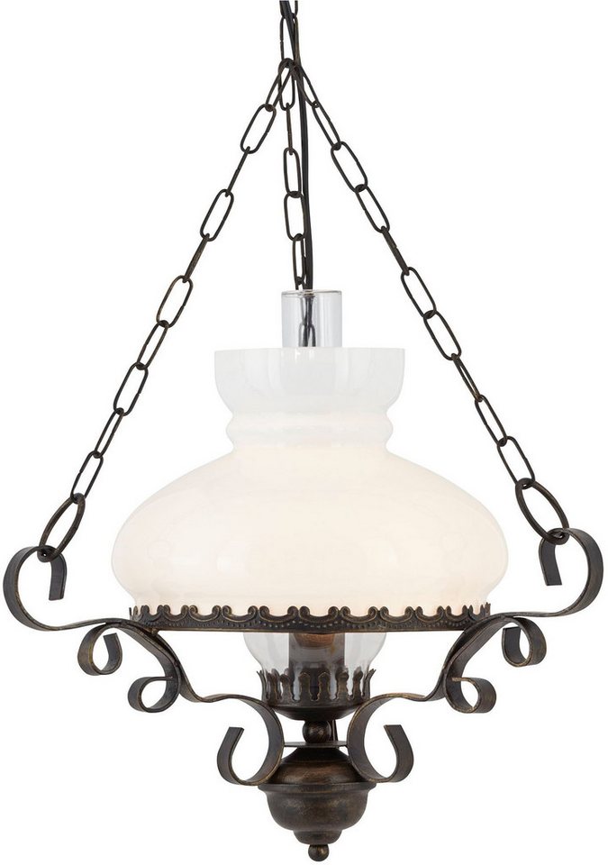 Searchlight Hängeleuchte Oil Pendant - Rust Metal & Clear & Opal Glass, Leuchtmittel wechselbar von Searchlight