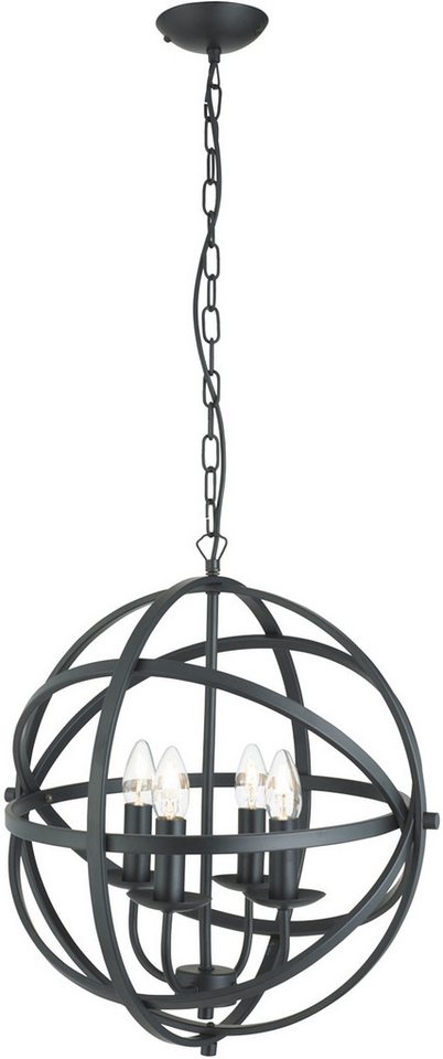 Searchlight Hängeleuchte Orbit 4Lt Pendant - Black Metal, Leuchtmittel wechselbar von Searchlight