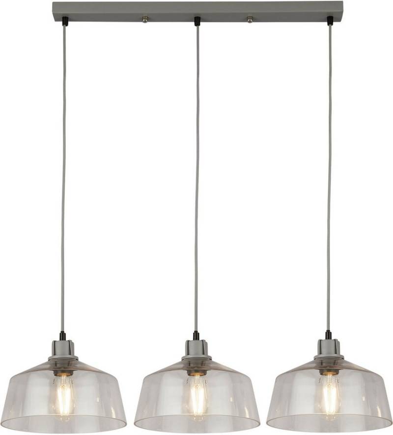 Searchlight Hängeleuchte x Odeon 3Lt Bar Pendant - Grey Metal & Glass, Leuchtmittel wechselbar von Searchlight