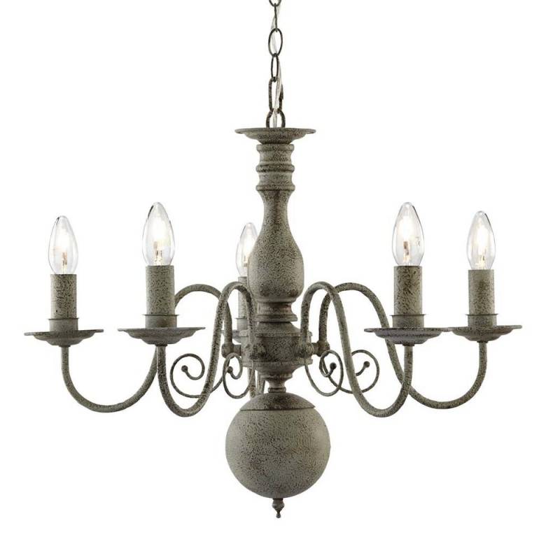Searchlight Kronleuchter, Leuchtmittel nicht inklusive, Decken Hänge Lampe Pendel Leuchte Baustahl Kerzenhalter Dimmbar Grau von Searchlight