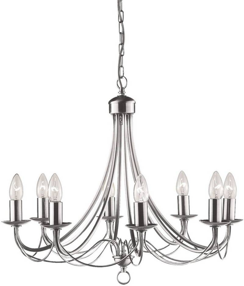 Searchlight Kronleuchter Maypole 8Lt Pendant - Satin Silver Metal, Leuchtmittel wechselbar von Searchlight