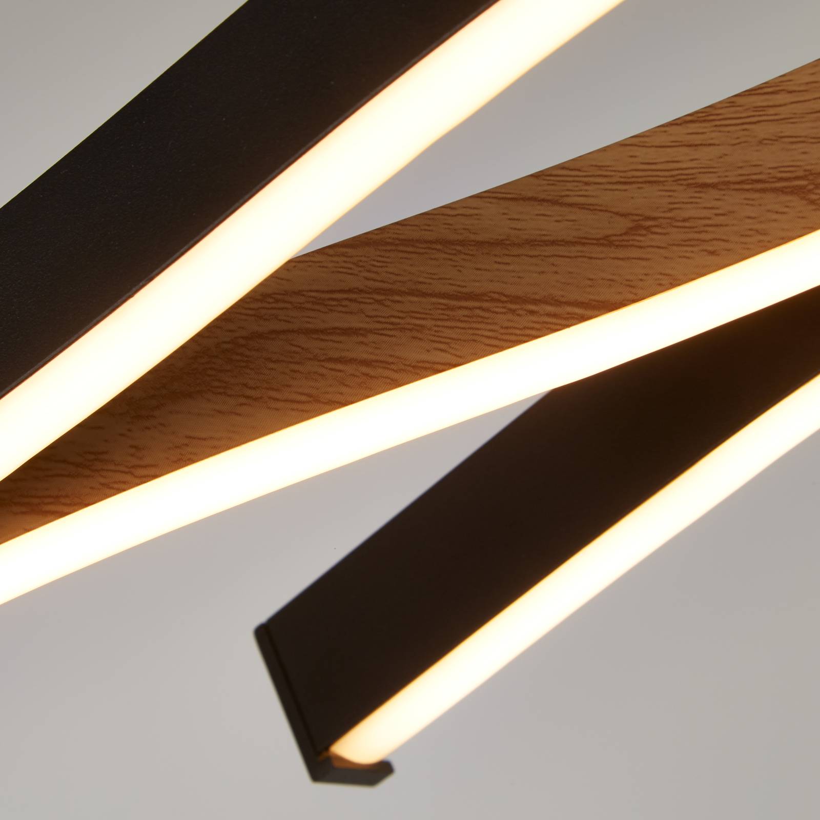 LED-Hängeleuchte Bloom Swirl schwarz/holz von Searchlight