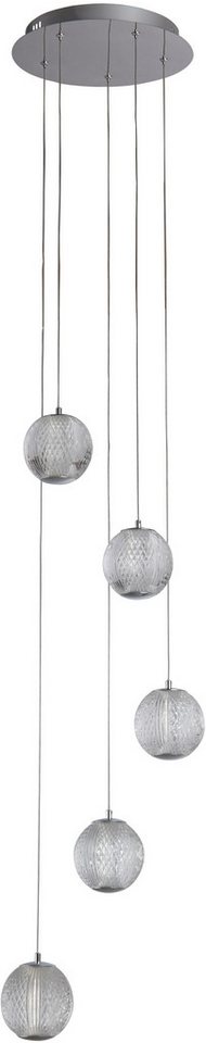 Searchlight LED-Hängeleuchte Hängeleuchte Allure, 5-flammig, LED fest integriert, Warmweiß, Eiskugel-Optik von Searchlight