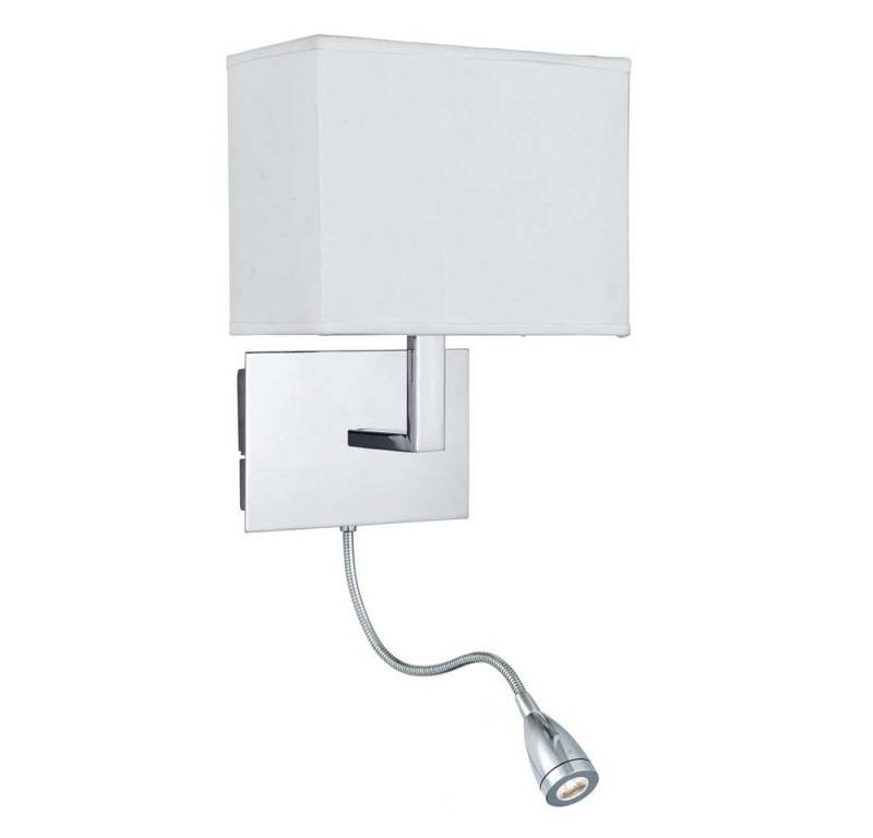 Searchlight LED Wandleuchte, Wand Spot Lampe Leuchte Chrom Flexo Schirm Weiß Schlaf Wohn Zimmer von Searchlight